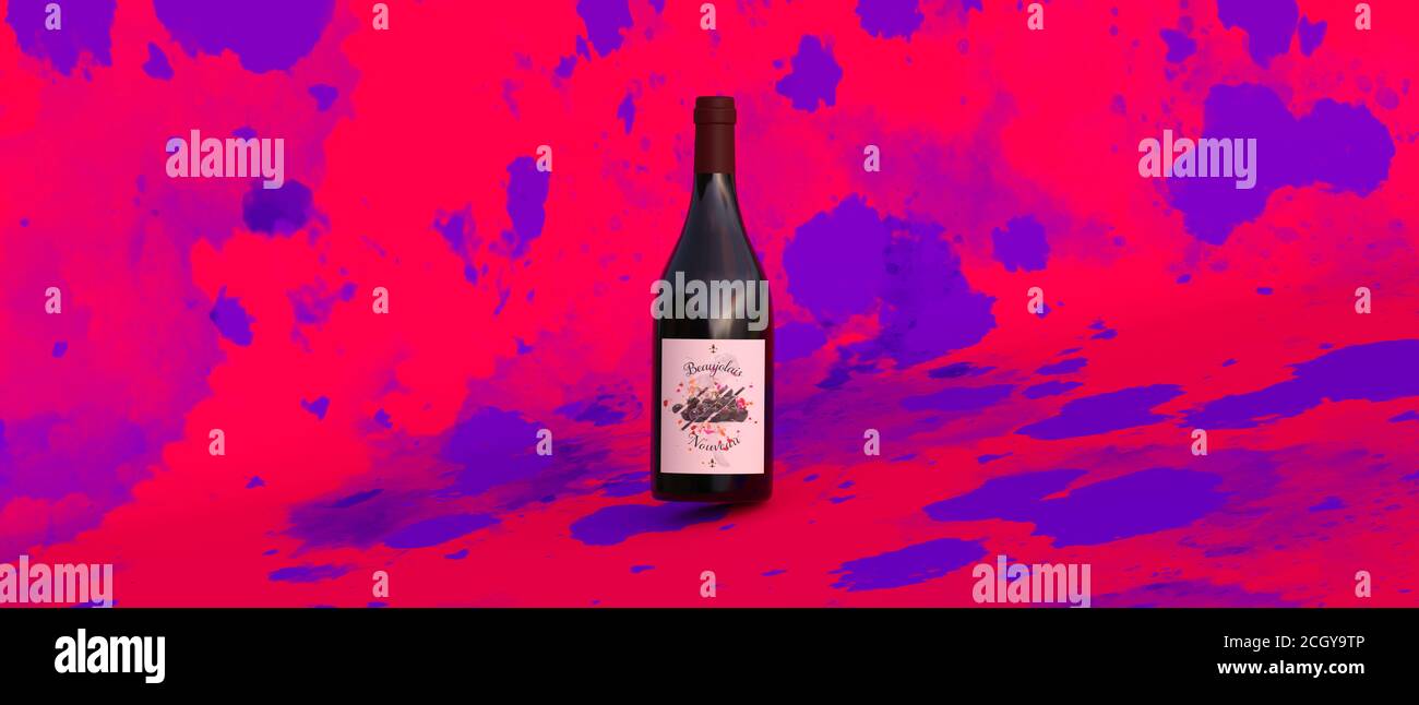 Bottle of White wine with vine leaves and grape berries. Hand drawn  watercolor illustration isolated on white background Stock Photo - Alamy, image size:1300x646