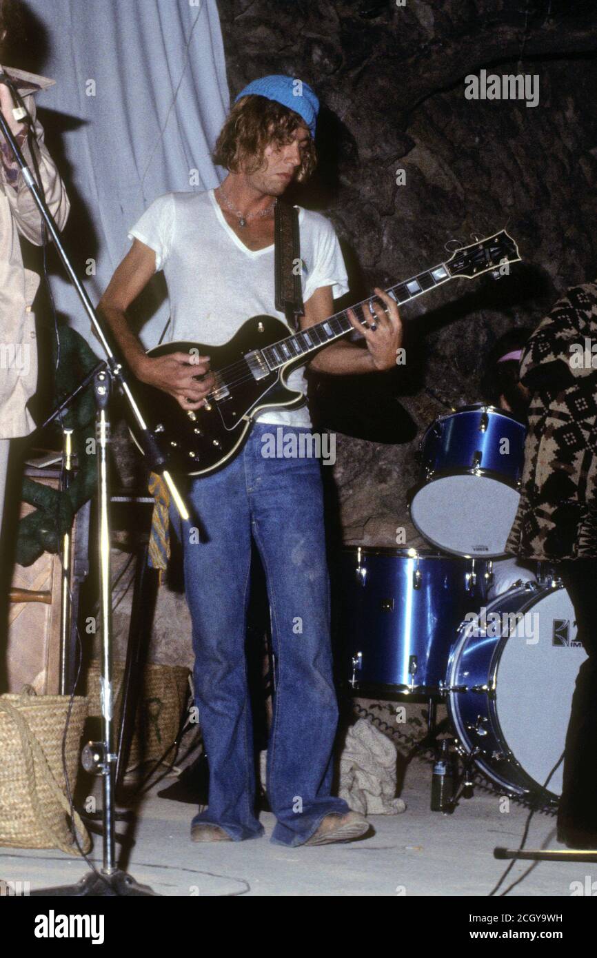 Kevin Ayers at a jam session held in the town of Deia where they resided in 1979. Majorca. Spain. Stock Photo