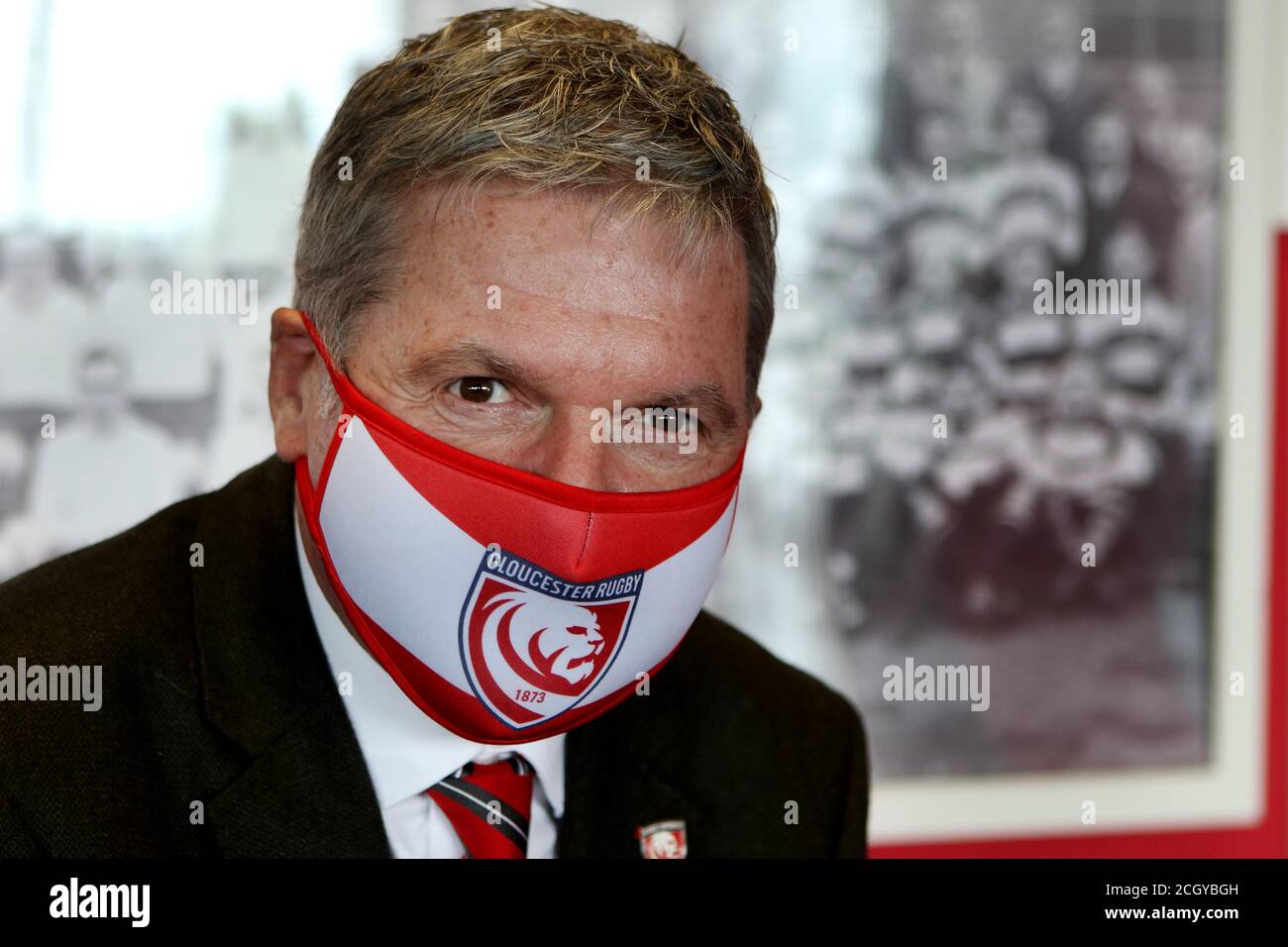 Lance Bradley, CEO of Gloucester Rugby, wearing a GlosRugby facemask, at Kingsholm Stadium on Friday.  - 11 September 2020  Picture by Andrew Higgins/ Stock Photo