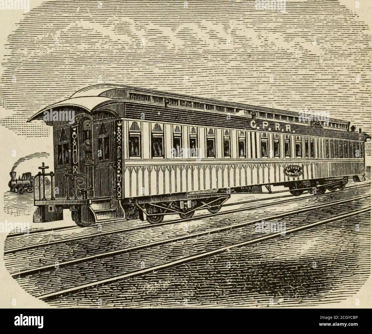Transcontinental Railroad Train Drawing