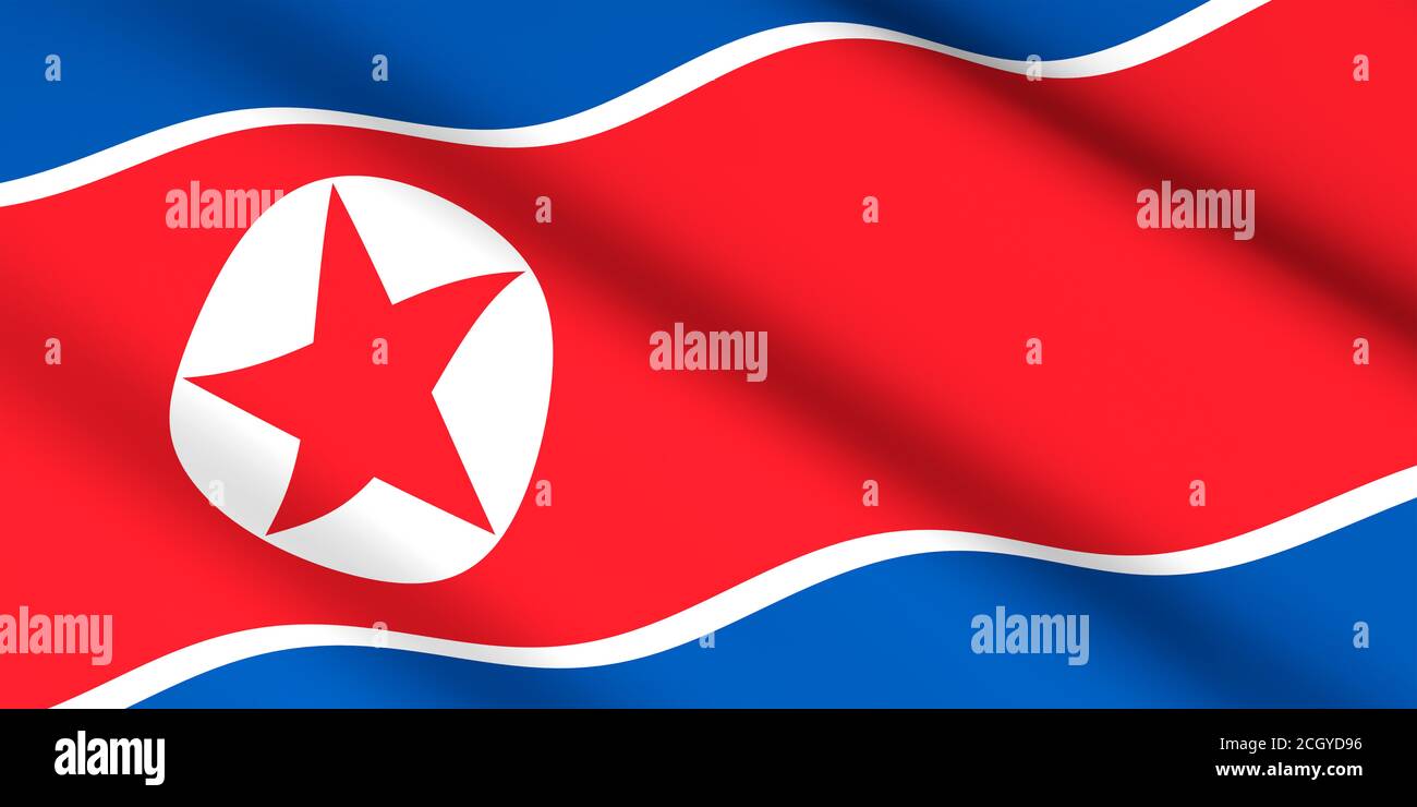flag of North Korea 3D illustration Stock Photo
