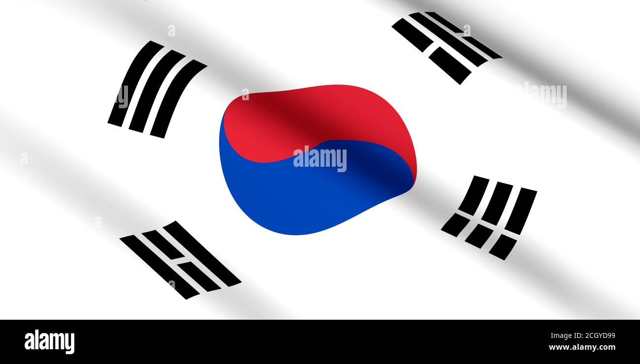 flag of South Korea 3D illustration Stock Photo