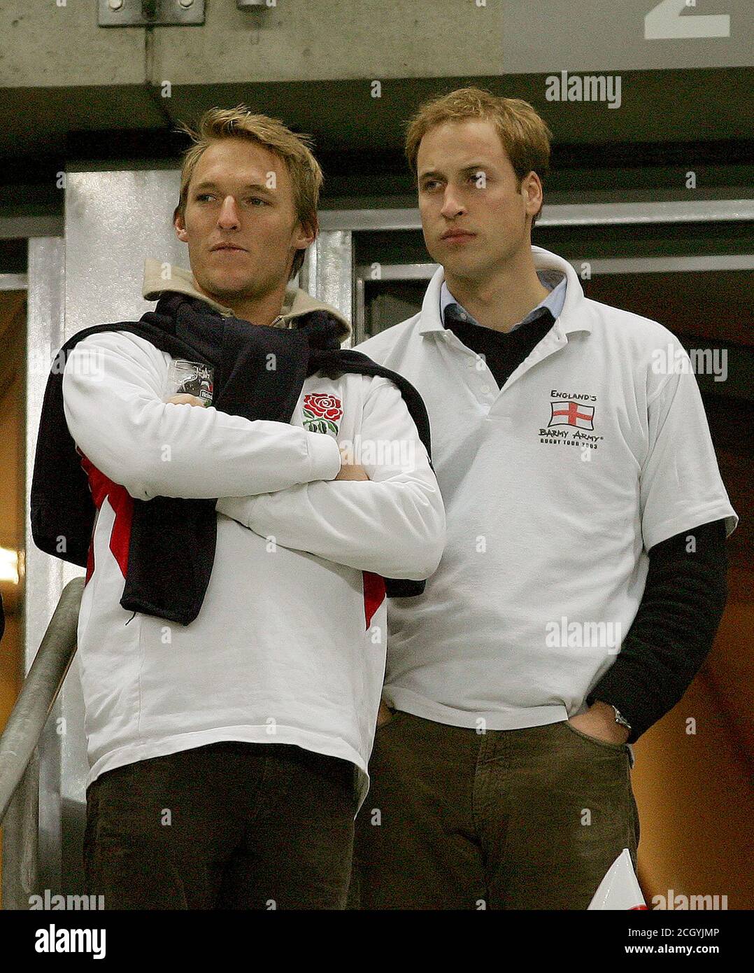 Prince William wearing his 'England Barmy Army 2003' tour shirt. Rugby World Cup Semi Final. France v England. Paris. 13 Oct 2007 PICTURE : MARK PAIN Stock Photo