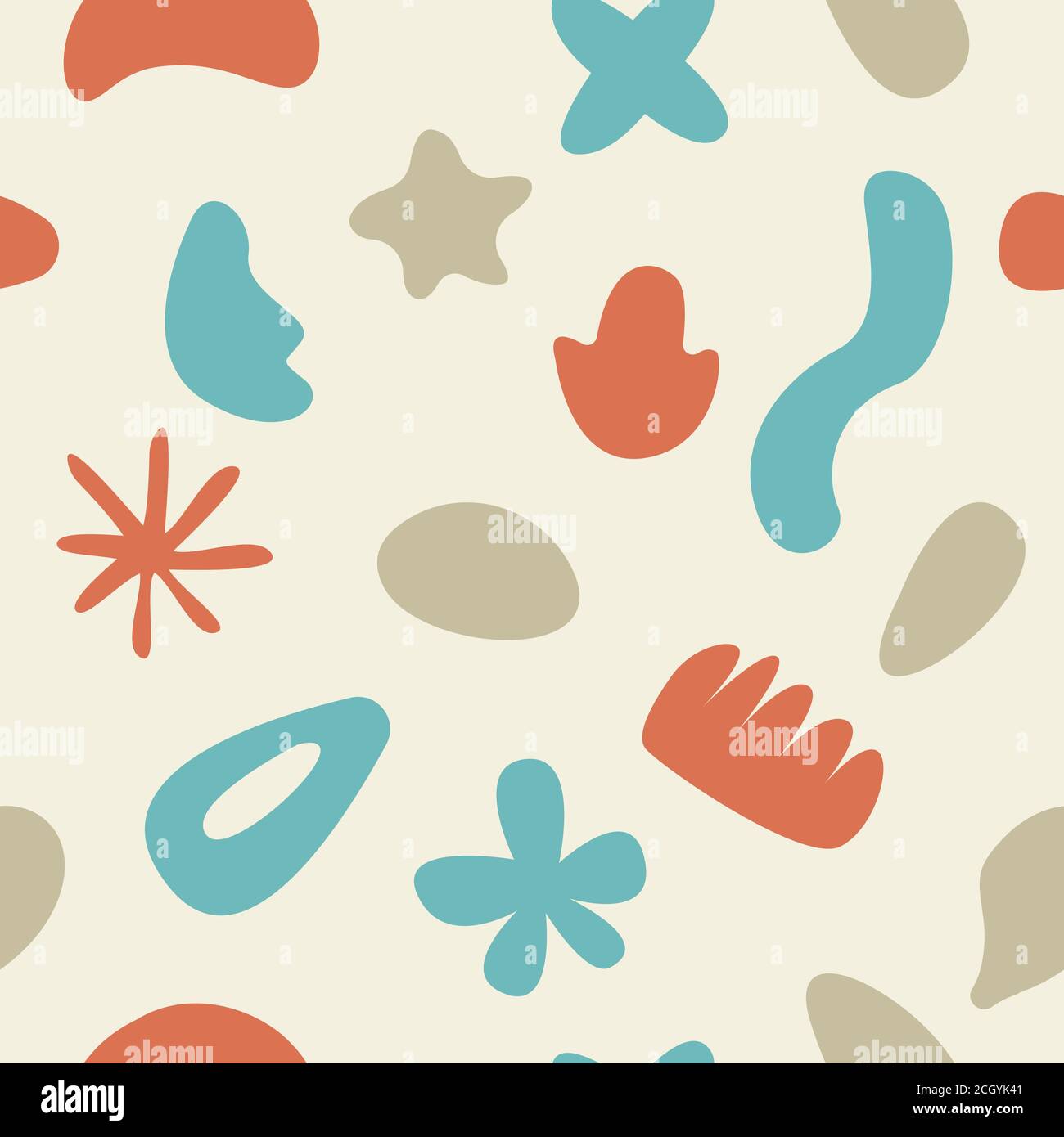 Seamless pattern with naive doodle smooth organic shapes Stock Vector