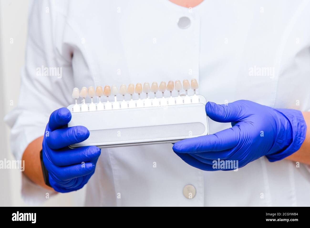 Examples of different colors of teeth. Demonstration of various