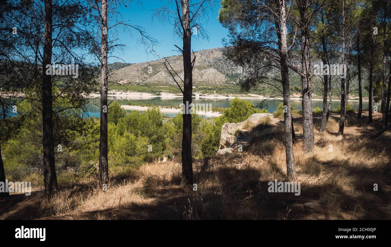 Reservoir in the forest on the Ruta de las Caras Stock Photo