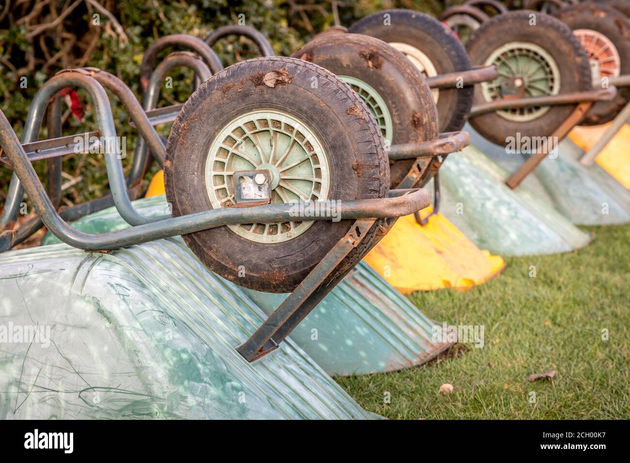 Wheelbarrows, Kew Gardens Stock Photo
