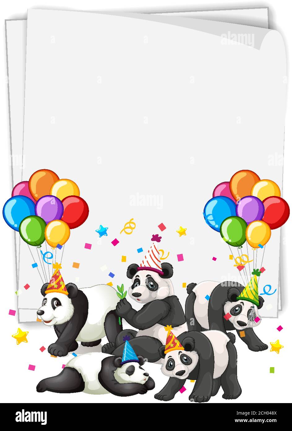 Paper template with cute animals in party theme illustration Stock ...