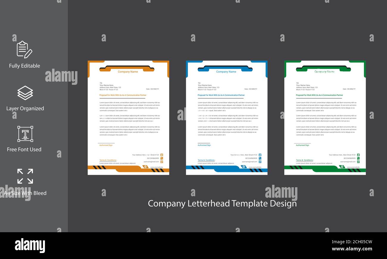 Corporate Company Letterhead template design Stock Vector