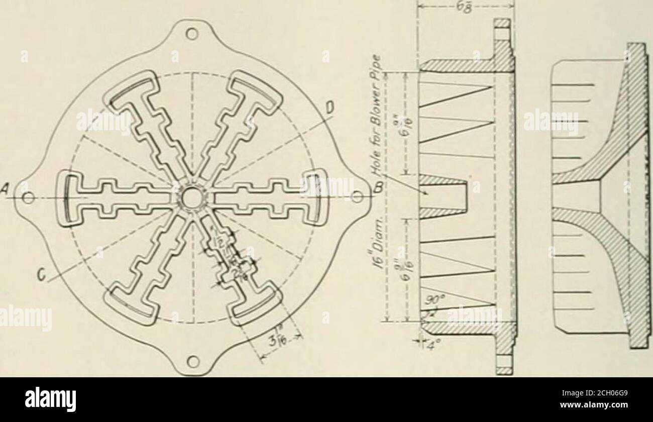 Railway mechanical engineer . 7-15/16-in.diameter circle and is shown as  Fig. 23. This tjpe of noz-zle was used in conjunction with a 24-in.  diameter stack,26J/$-in. inside extension, in run No. 74,
