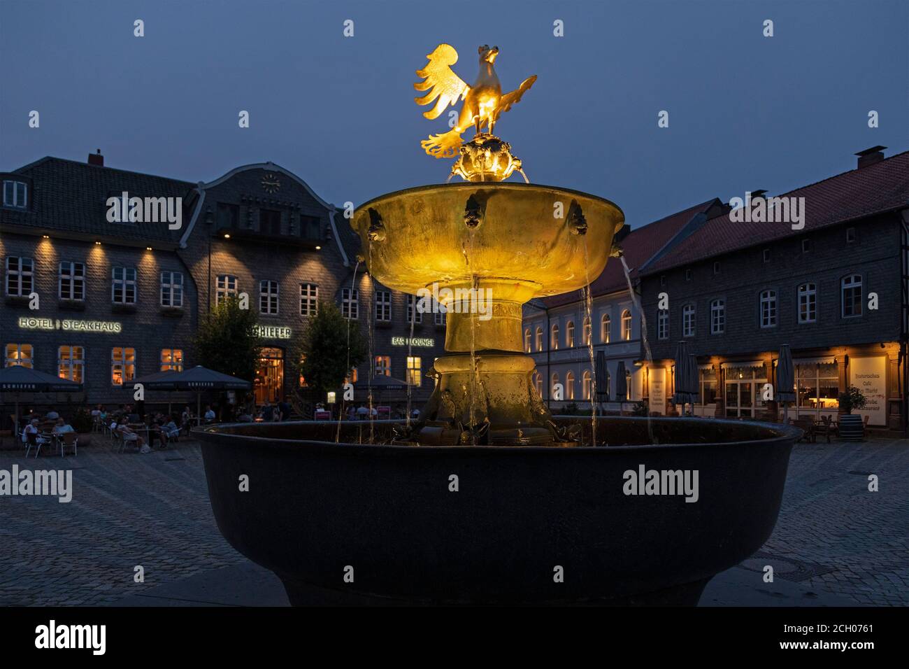Golden Reichsadler (Imperial Eagle), market square, world cultural heritage, Goslar, Harz Mountains, Lower Saxony, Germany Stock Photo