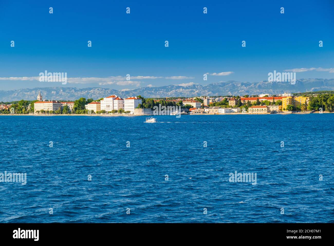 Croatia, city of Zadar, cityscape frome the seaside. Zadar is famous tourist destination at Adriatic sea coast. Stock Photo