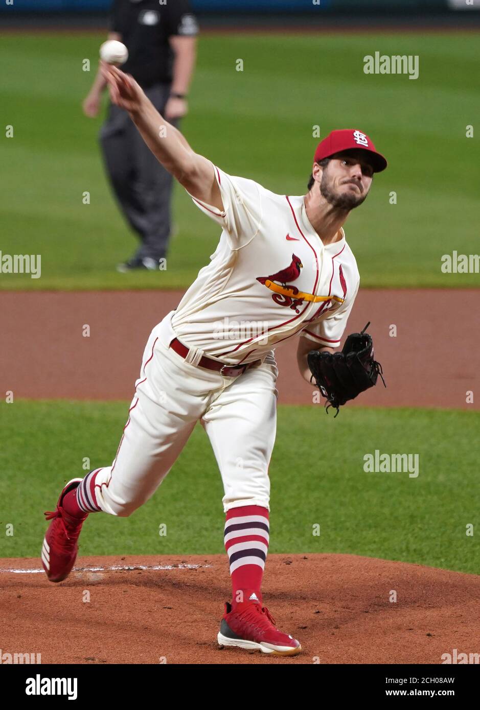 St. Louis, United States. 13th Sep, 2020. St. Louis Cardinals starting pitcher Dakota Hudson delivers a pitch to the Cincinnati Reds in the first inning at Busch Stadium in St. Louis on Saturday, September 12, 2020. Photo by Bill Greenblatt/UPI Credit: UPI/Alamy Live News Stock Photo