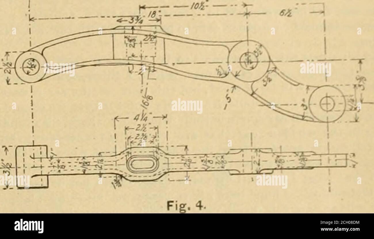 . American engineer and railroad journal . In the design of the cams the method shown in Fig. i was fol-lowed. To locate the cam face: C = length of lever from the center of suspension to center ofcam connection. G = distance from point of contact of cams to a horizontilline drawn through the centers of cam connections. JJ— piston travel (taken at 8 inches) subdivided into inches. K K = arc drawn with 0 as a center and a radius equal to C.This arc must be subdivided into equal spaces corresponding innumber to the number of subdivisions on the line J J.. desirable to use a smaller number of the Stock Photo