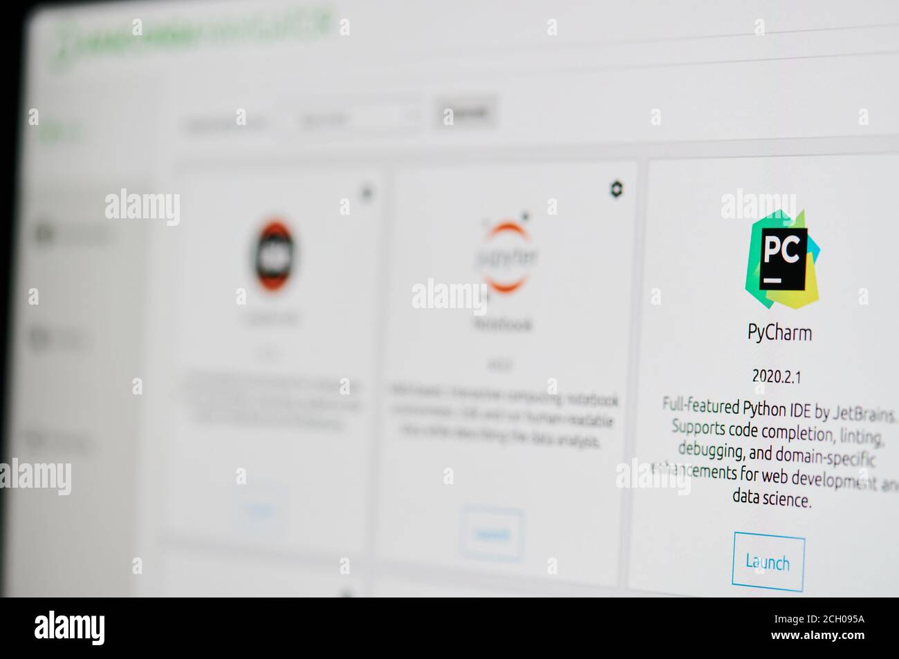 New york, USA - September 13, 2020: Pycharm in Python 3 platform on computer screen close up view Stock Photo