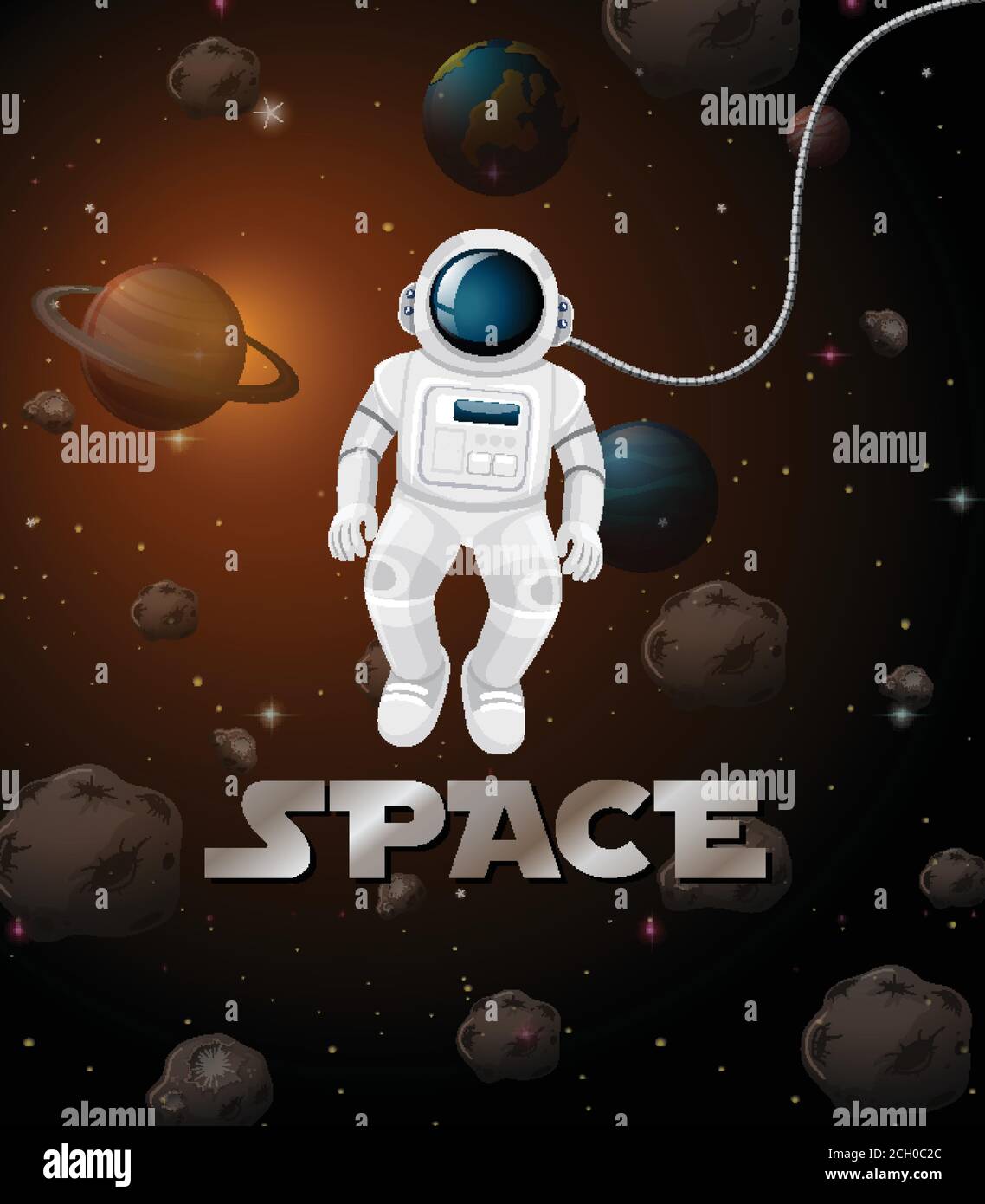 Astronaut in space scene illustration Stock Vector Image & Art - Alamy
