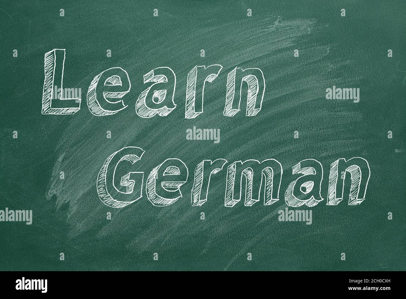 Hand drawing "Learn German" on green chalkboard Stock Photo Alamy
