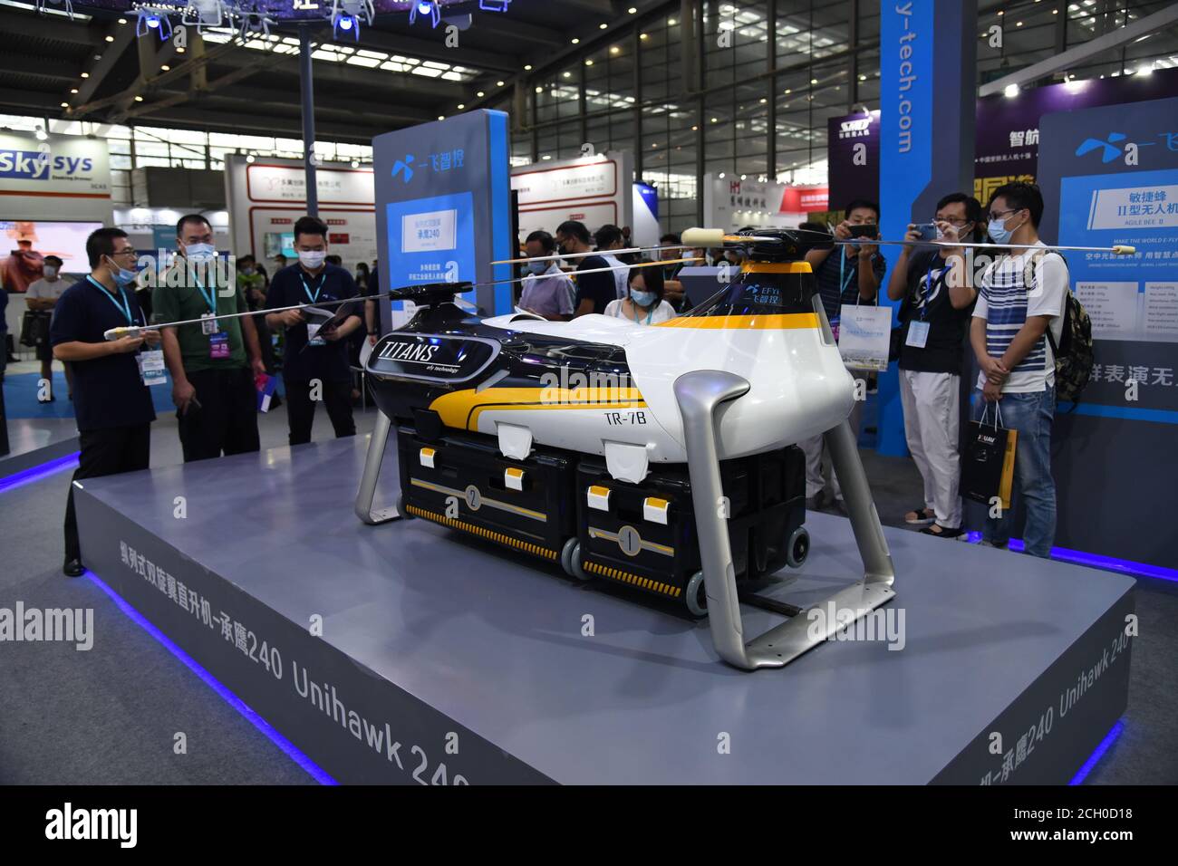 Shenzhen. 13th Sep, 2020. People visit the 5th Shenzhen International UAV  Expo in south China's Guangdong Province, Sept. 13, 2020. The Drone World  Congress 2020 and the 5th Shenzhen International UAV Expo