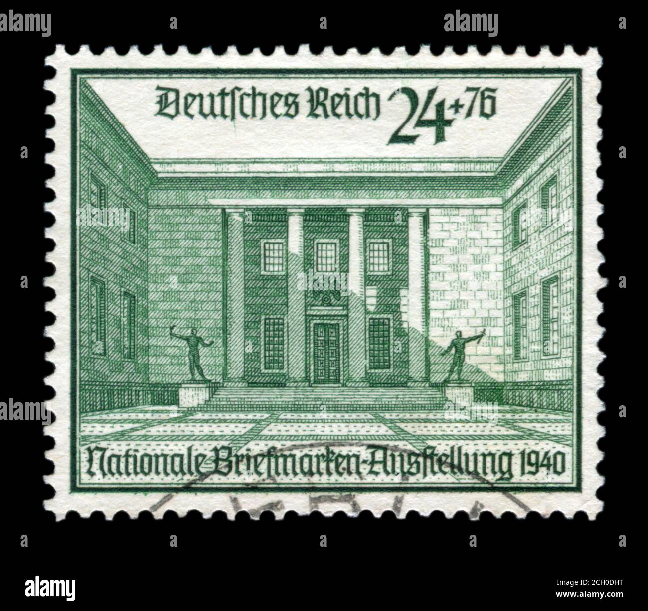 Berlin, GERMANY — 28 March 1940: Historical stamp:  2nd national philatelic exhibition in Berlin, Reich Chancellery Yard, Third Reich, cancellation Stock Photo