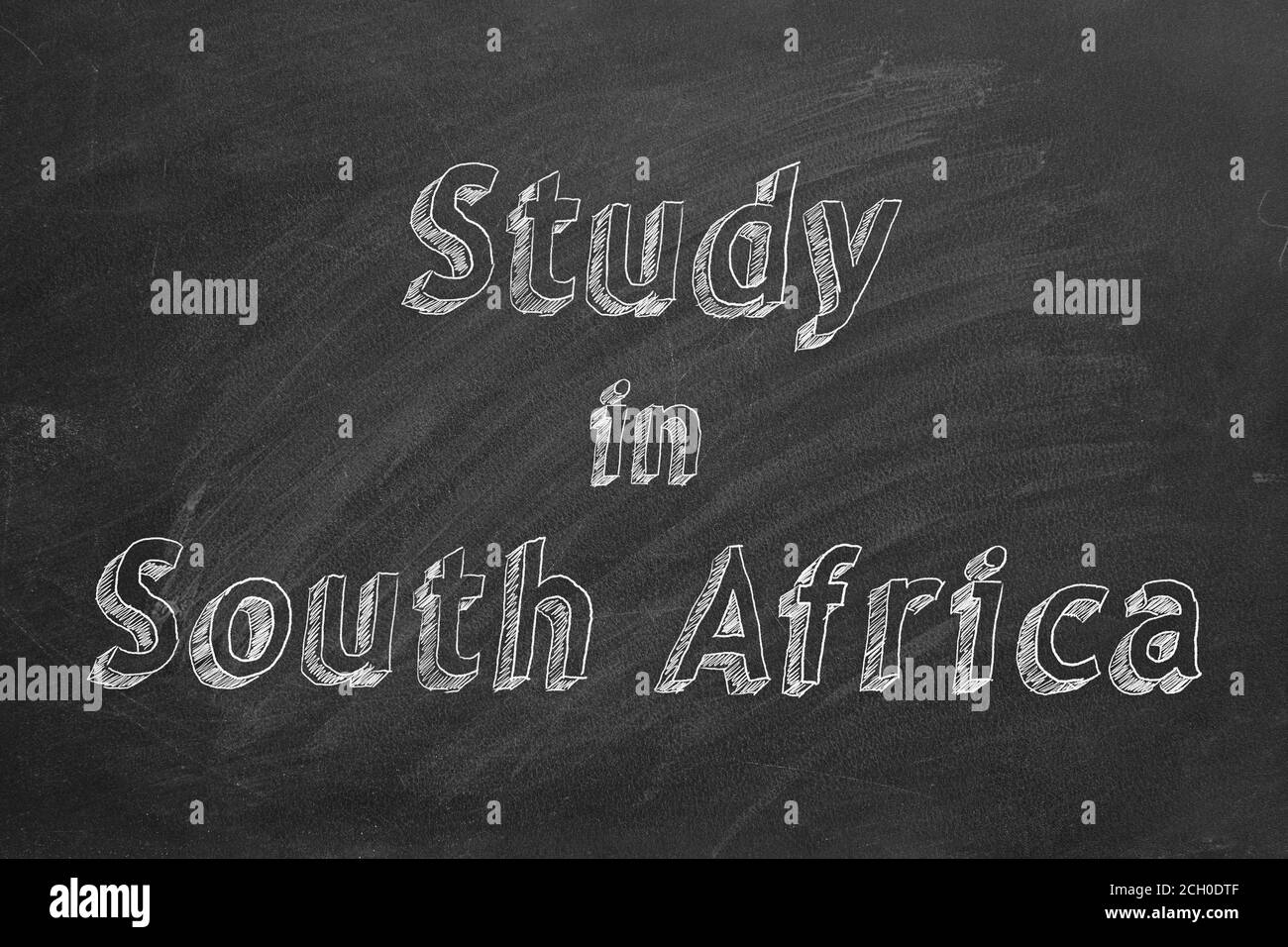 Hand drawing "Study in South Africa" on black chalkboard Stock Photo