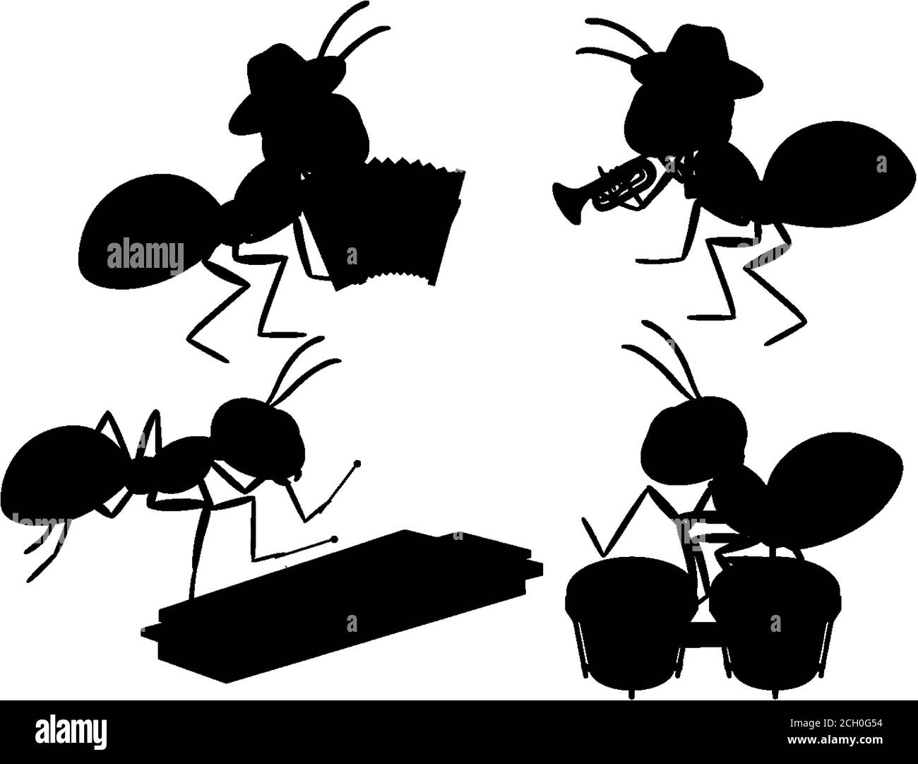 Set of ants silhouette illustration Stock Vector