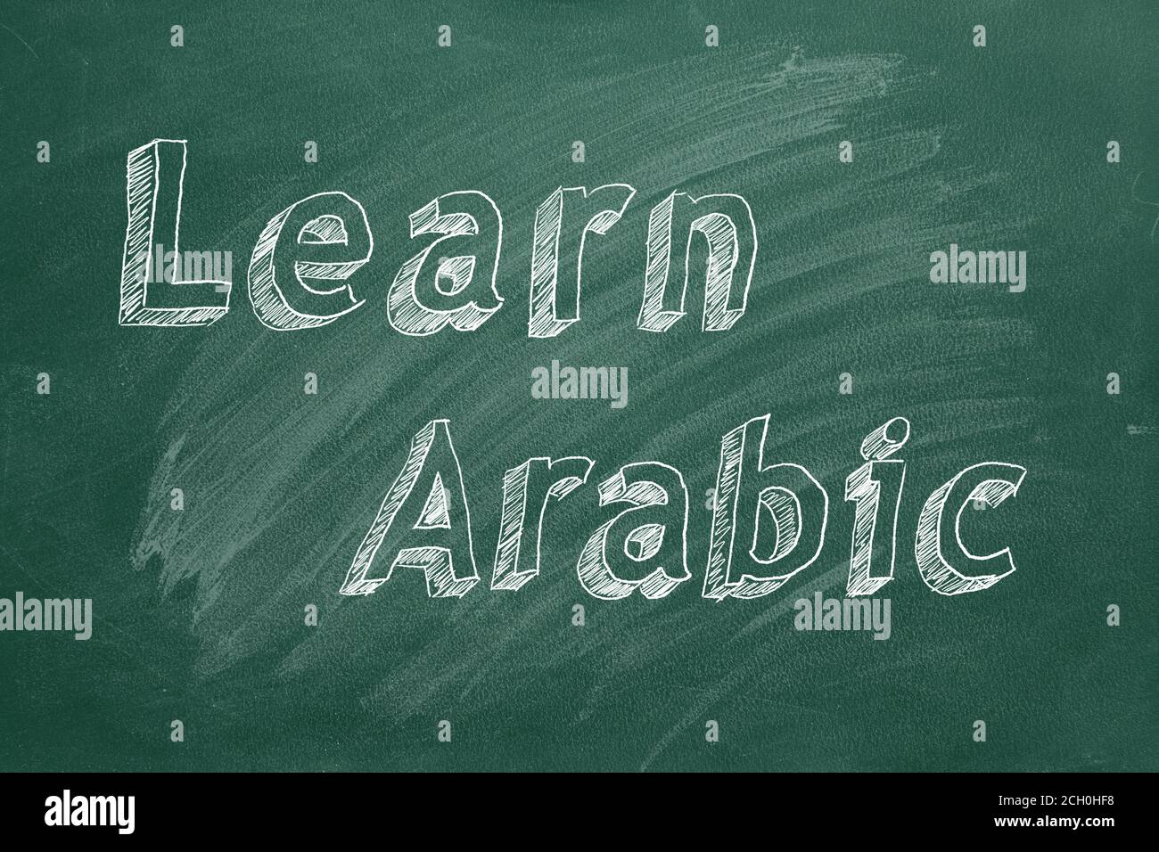 Hand drawing "Learn Arabic" on green chalkboard Stock Photo Alamy