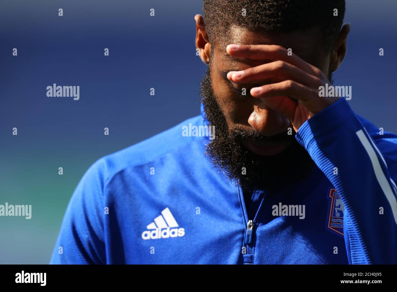 13th September 2020; Portman Road, Ipswich, Suffolk, England, English League One Footballl, Ipswich Town versus Wigan Athletic; Janoi Donacien of Ipswich Town during the warm up Stock Photo