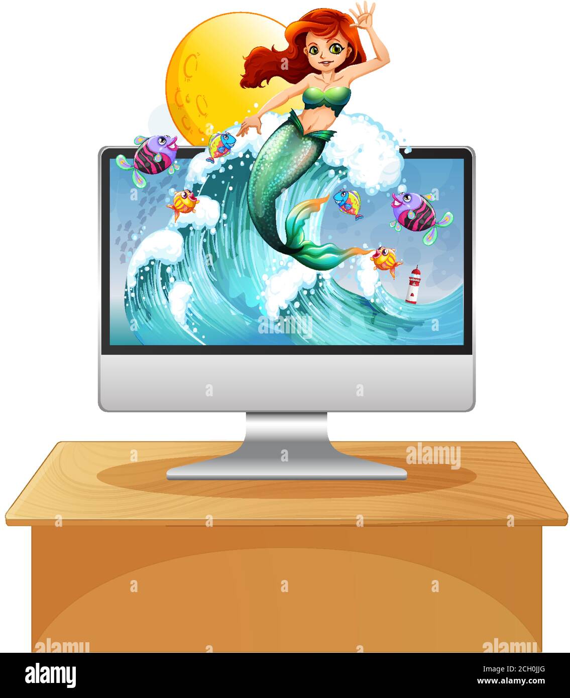 Mermaid on computer screen illustration Stock Vector Image & Art - Alamy
