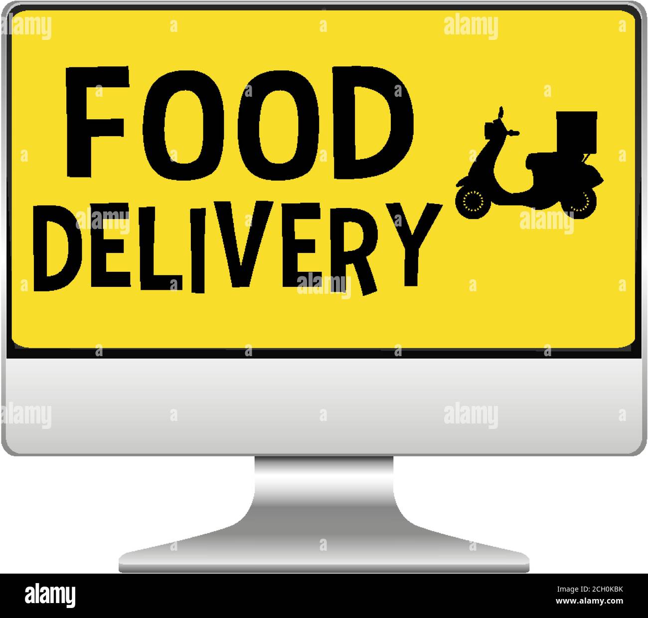 Computer with food delivery logo illustration Stock Vector Image & Art ...