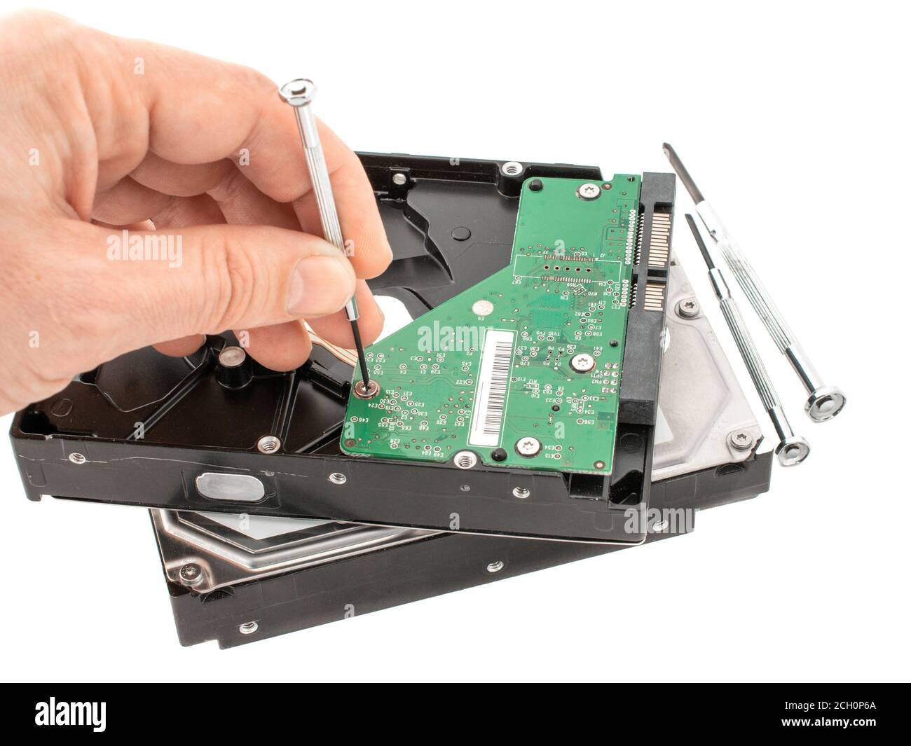 Set of screwdrivers for repair. Computer repair. Computer hard drive