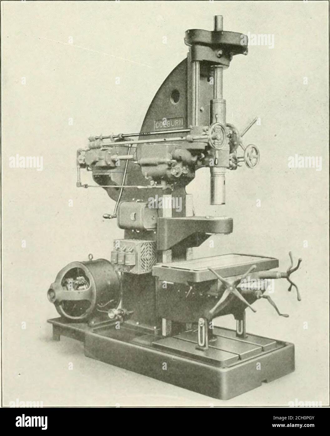 . Railway mechanical engineer . ed gear box, and is connected to the op-erating lever by sprockets and chain. It has three positions;forward, neutral and reverse. The operator when tapping a hole, simply throws the leverto the forward position and when the tap reaches the desireddepth, throws it to the extreme opposite (reverse) positionwhich reverses the spindle instantly and withdraws the tap.To stop the machine, the lever is thrown to the neutral po-sition. For direct current equipment (Fig. 2) there is an automaticmotor starter and reverse switch which differs somewhat inmechanical detail Stock Photo