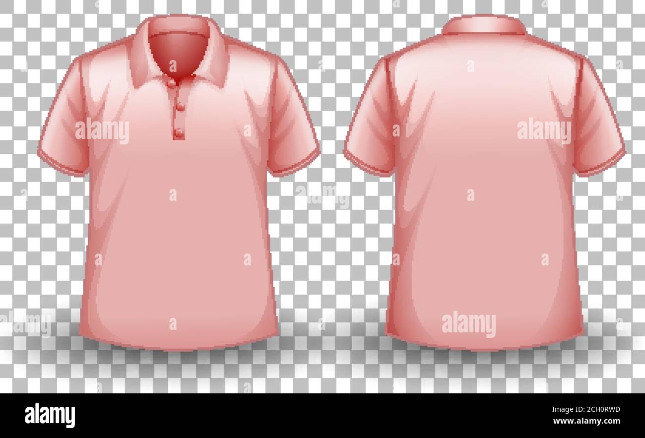 Pink short sleeves polo shirt front and 
