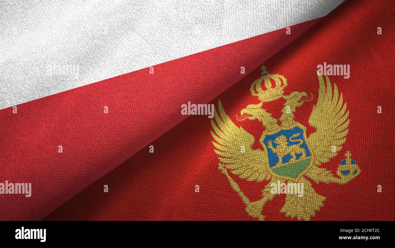 Poland And Montenegro Two Flags Textile Cloth Fabric Texture Stock poland-and-montenegro-two-flags-textile-cloth-fabric-texture-stock