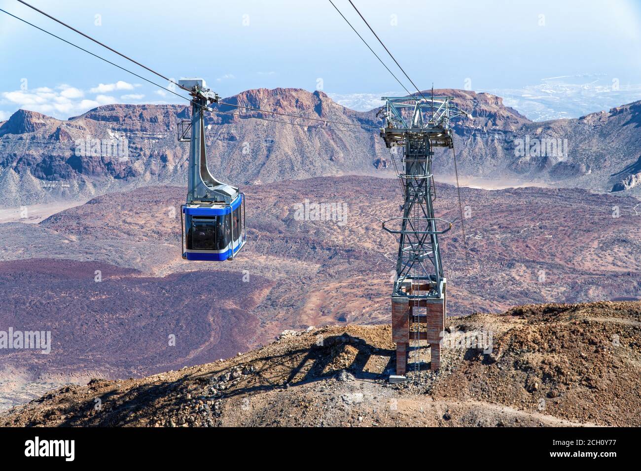Volcano Cable The Teide Volcano cable car with the characteristic valley of volcanic ...