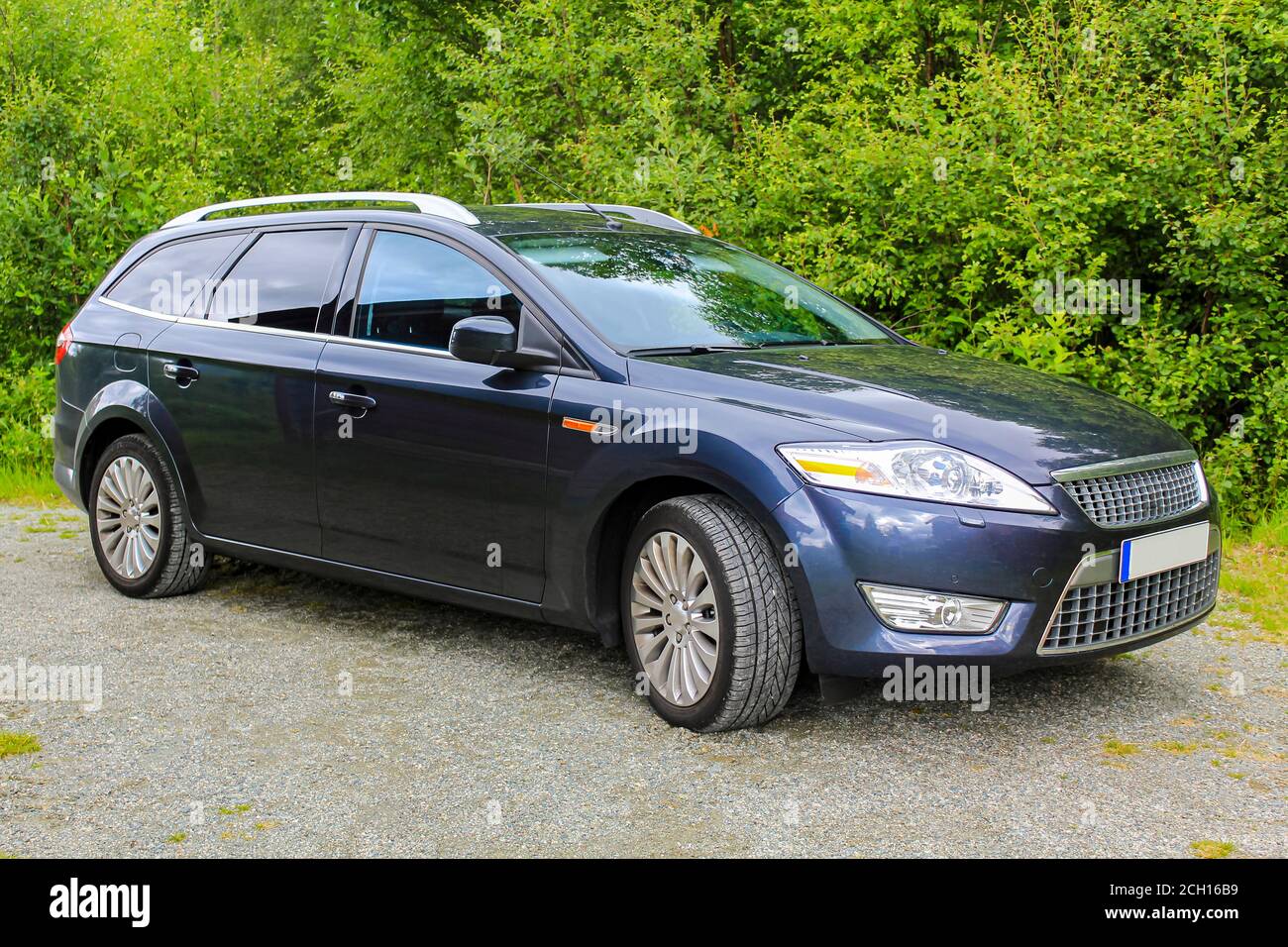 Dark blue Ford Mondeo. With the car on vacation to Hemsedal in Norway. Stock Photo