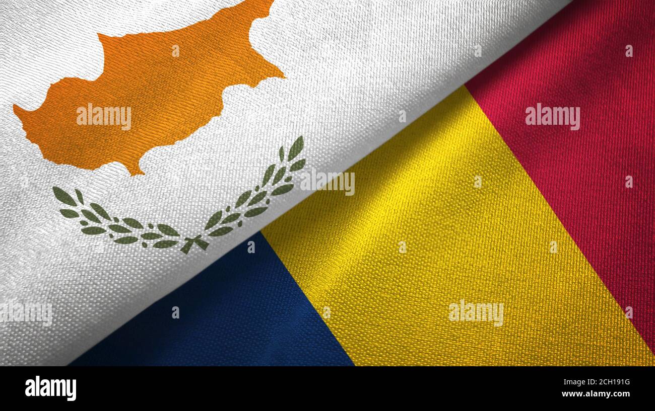 Cyprus and Chad two flags textile cloth, fabric texture Stock Photo