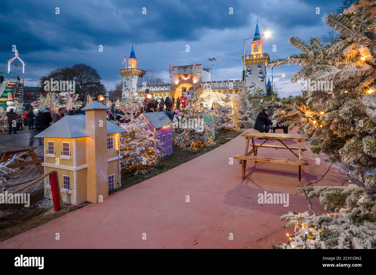 Trikala Greece, Christmas park Mill of the Elves in Trikala Stock Photo