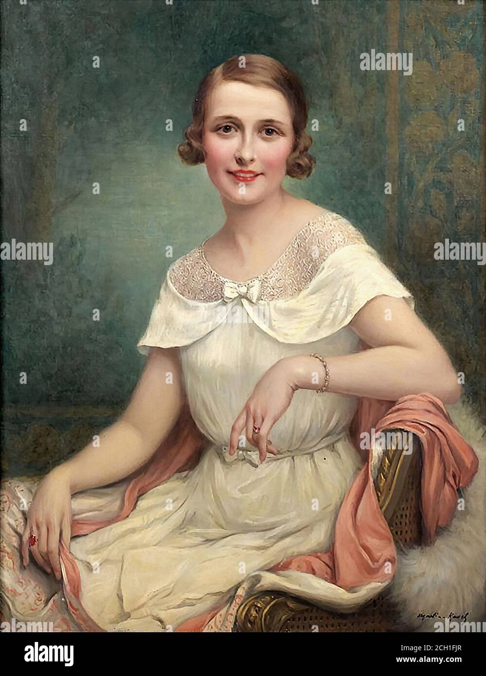 Martin-Kavel François - Portrait De Femme En Robe Blanche - French School -  19th and Early 20th Century Stock Photo - Alamy