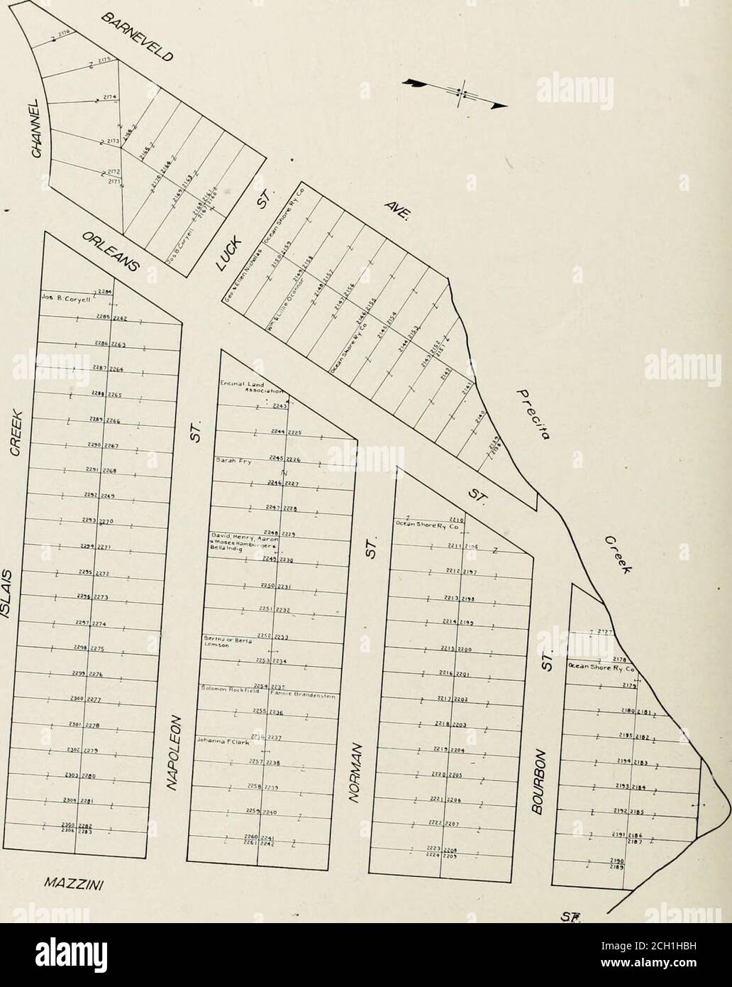. The San Francisco block book. comprising Park Lane Tract, Market Street Homestead Ass'n., Stanford Heights, Sunnyside, City Land Ass'n., Lakeview, West End Homestead, University Mound Homestead Ass'n., Excelsior Homestead, Reis Tract, South San Francisco Homestead and Railroad Ass'n., Tide Lands, etc. : showing size of lots and blocks and names of owners, compiled from latest official records . SAX IKAXCISCU HOMESTEADS GIFT MAP m4. MAZZINI SAX IK.XCISCO HOMESTEADS GIFT MAP NQ4 r-   ^  ^ i  Stock Photo