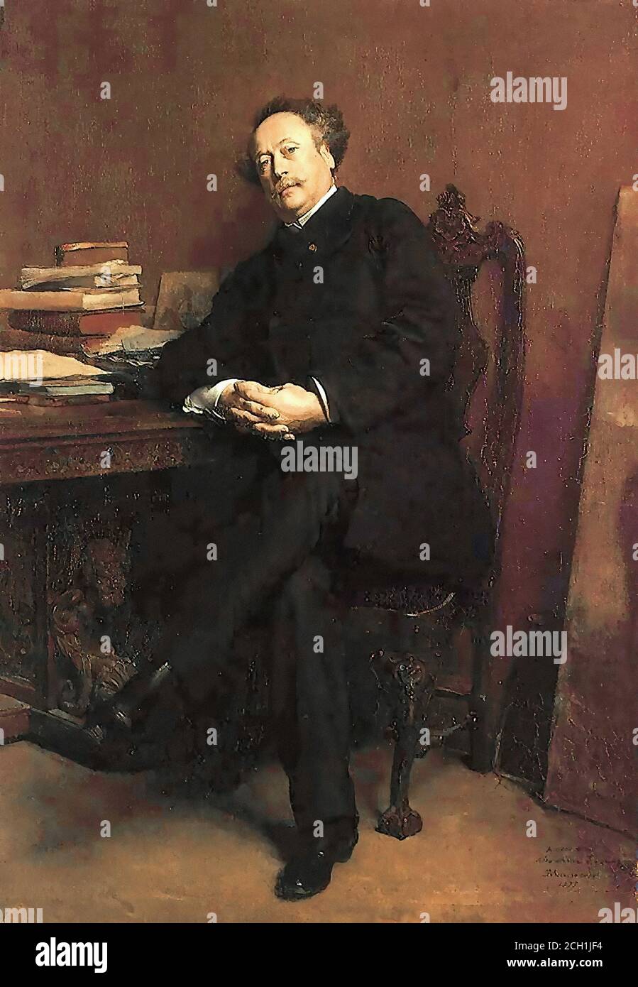 Meissonier Jean-Louis Ernest - Portrait of Alexandre Dumas Jr - French School - 19th and Early 20th Century Stock Photo