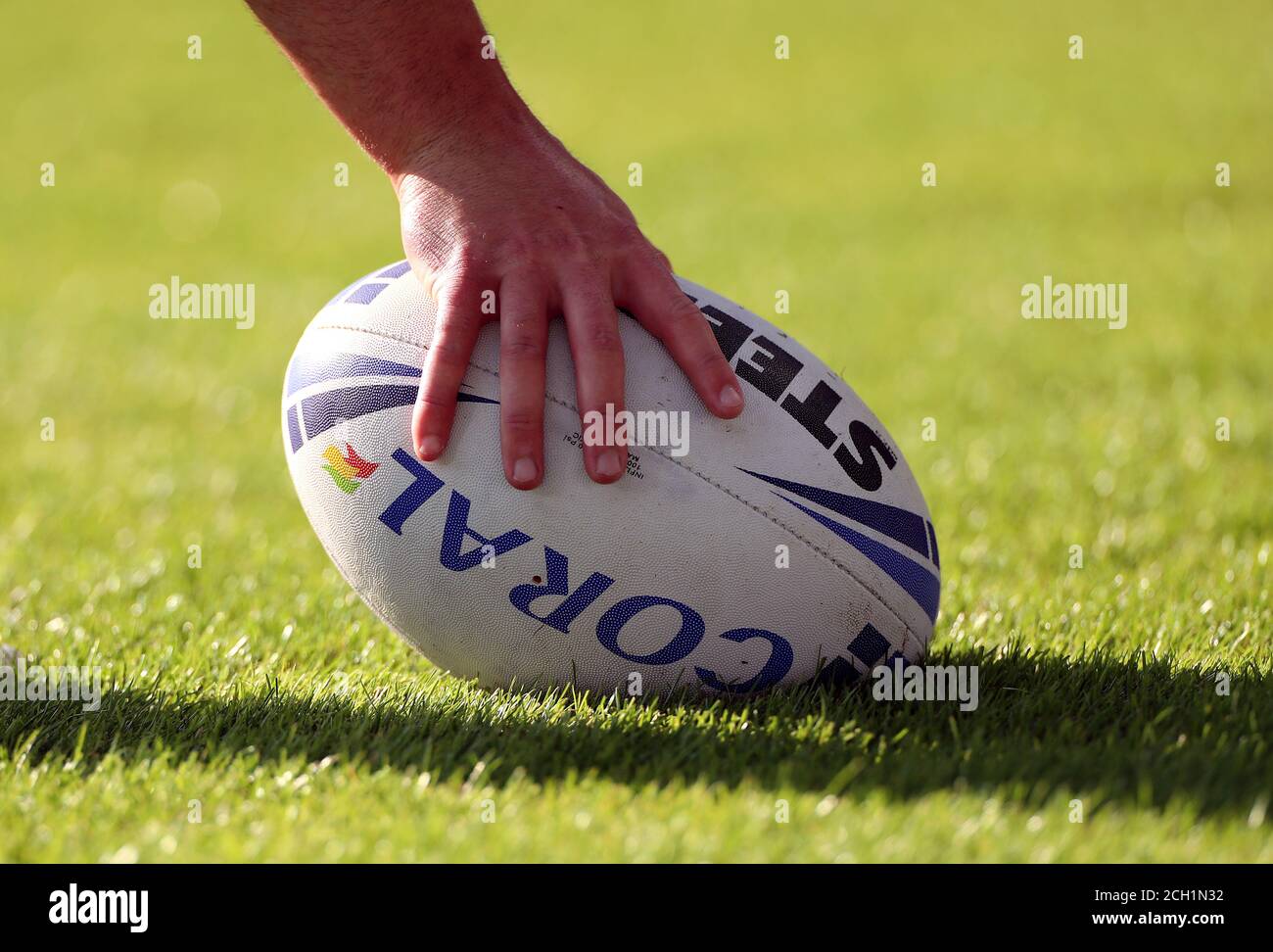 Coral Match Ball On The Pitch During The Betfred Super League Match At The Totally Wicked Stadium St Helens Stock Photo Alamy