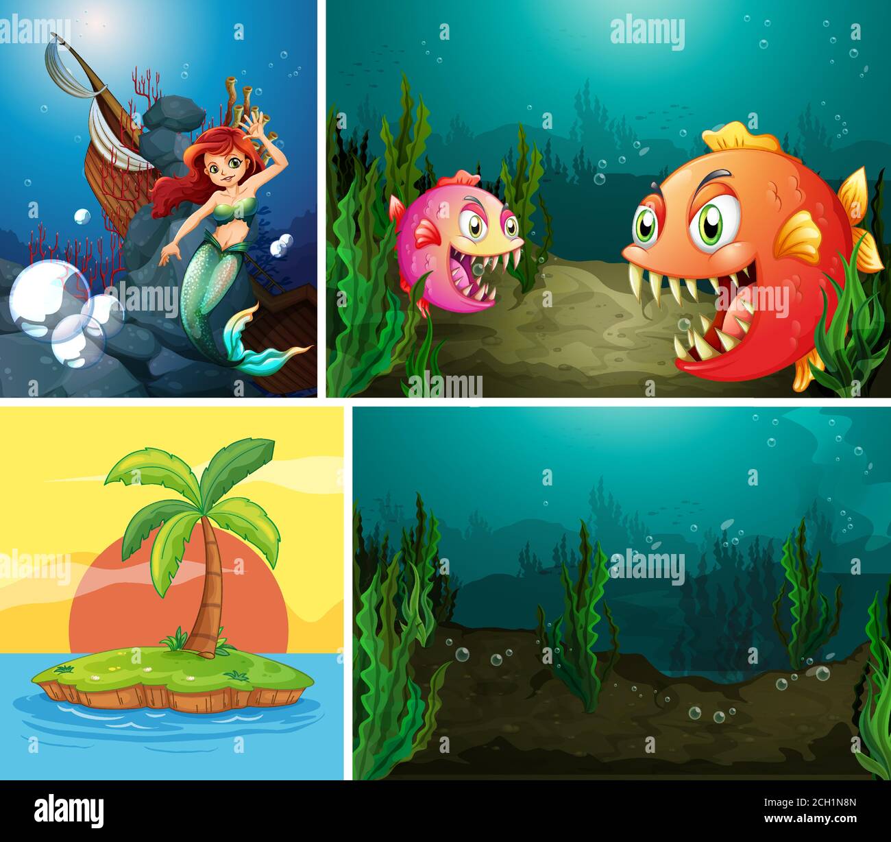 Underwater ocean scene background illustration Stock Vector Image & Art ...