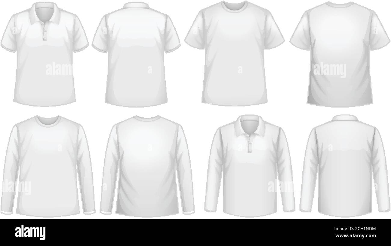 Set of different types of shirt in same color illustration Stock Vector