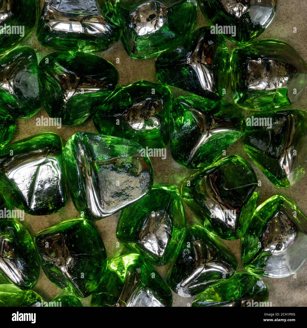 Emerald Diamond Tumbled and Tempered Fire Glass Nuggets Stock Photo Alamy