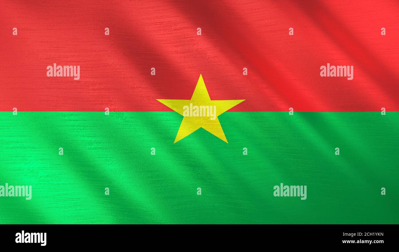 The waving flag of Burkina Faso. High quality 3D illustration. Perfect for news, reportage, events. Stock Photo