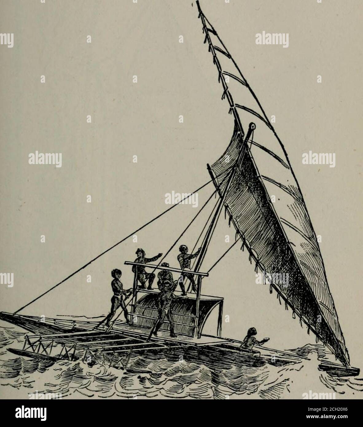 The Science Of Railways A Primitive War Vessel The Arm Of The Outrigger Is Used To Carry Thewarriors And At The Same Time Trim The Vessel The Sail Is Made