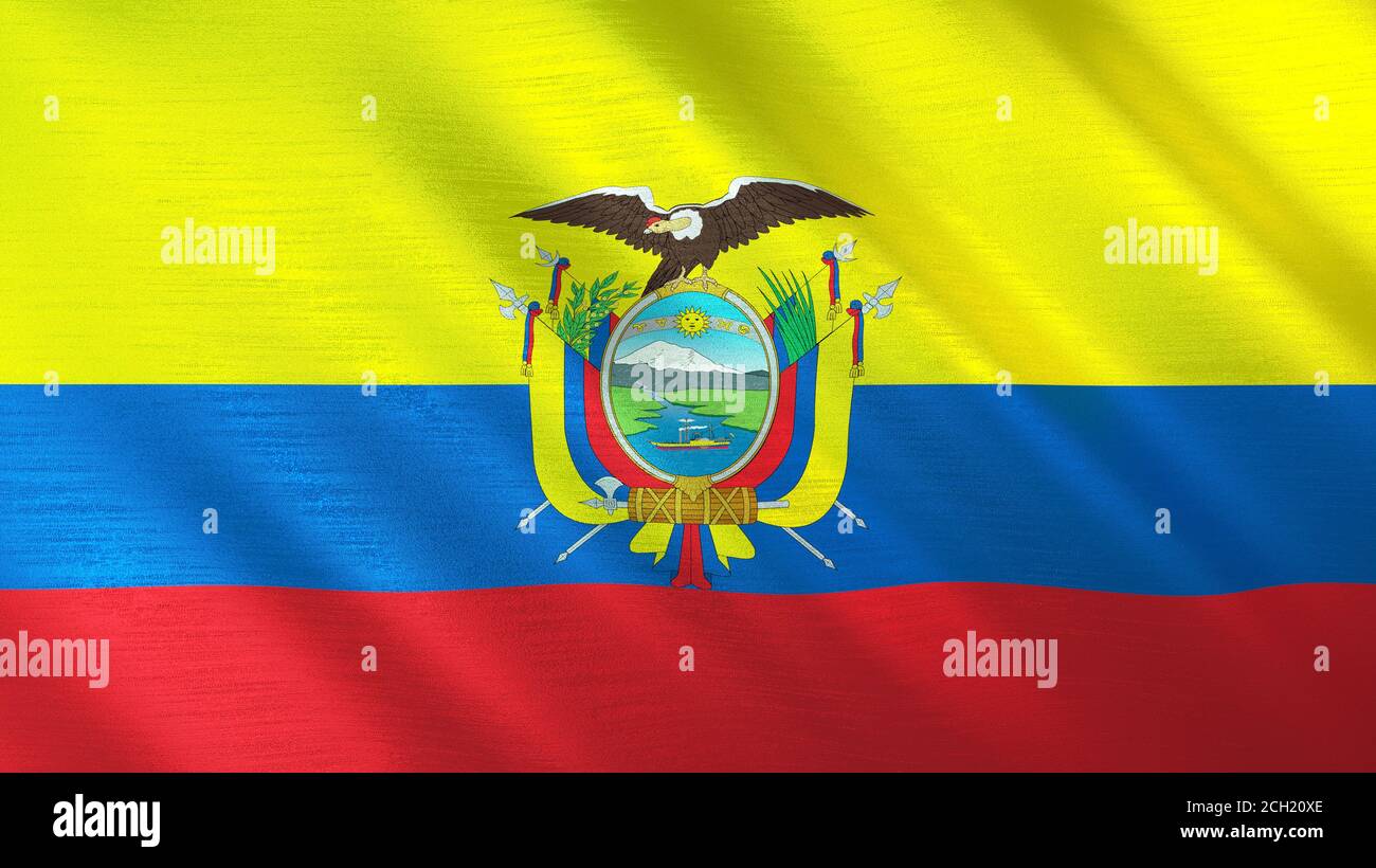 The waving flag of Ecuador. High quality 3D illustration. Perfect for news, reportage, events. Stock Photo