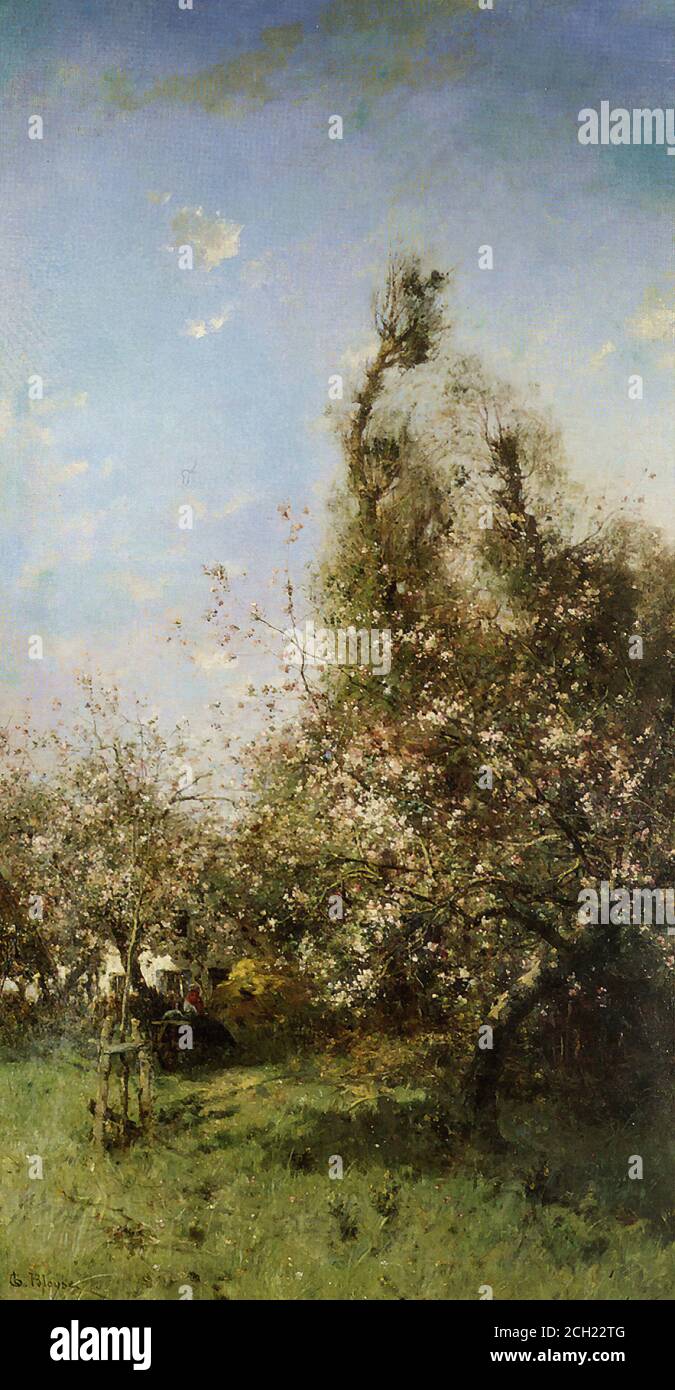 Pelouse Leon Germain - Spring Landscape - French School - 19th and Early 20th Century Stock Photo