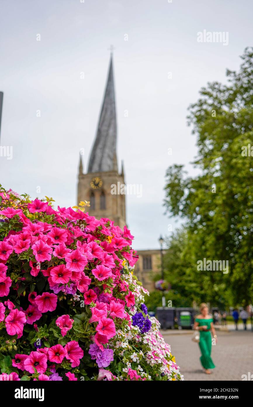 Chesterfield Crooked Spire church Derbyshire England GB Stock Photo