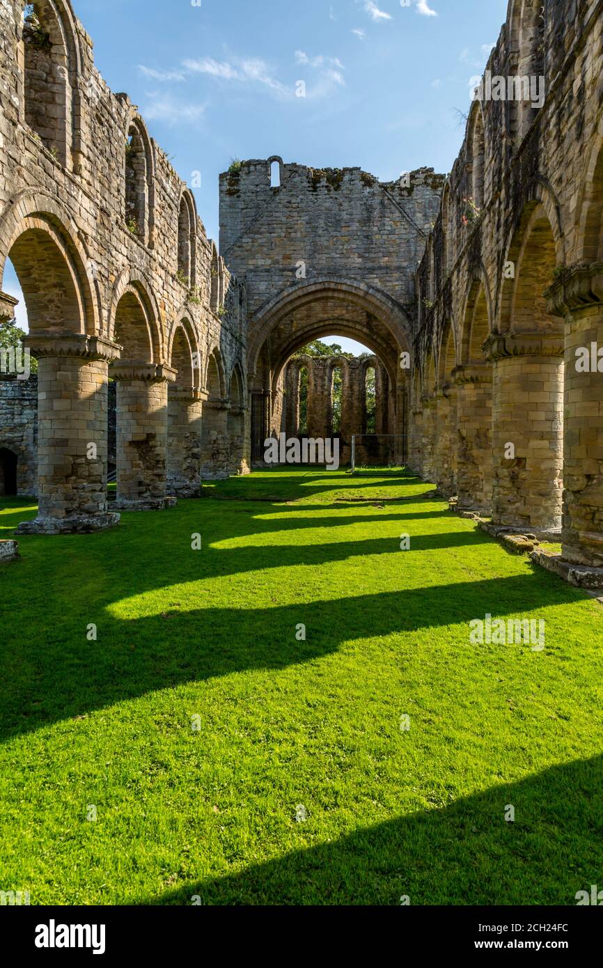 The ruins of Buildwas Abbey, a 12th Century Cistercian Monastery, located next to the River Severn in Buildwas, Shropshire, England. Stock Photo